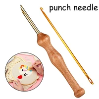 newest household wooden handle bold punch needle and crochet sewing accessories handmade wool embroidery kit