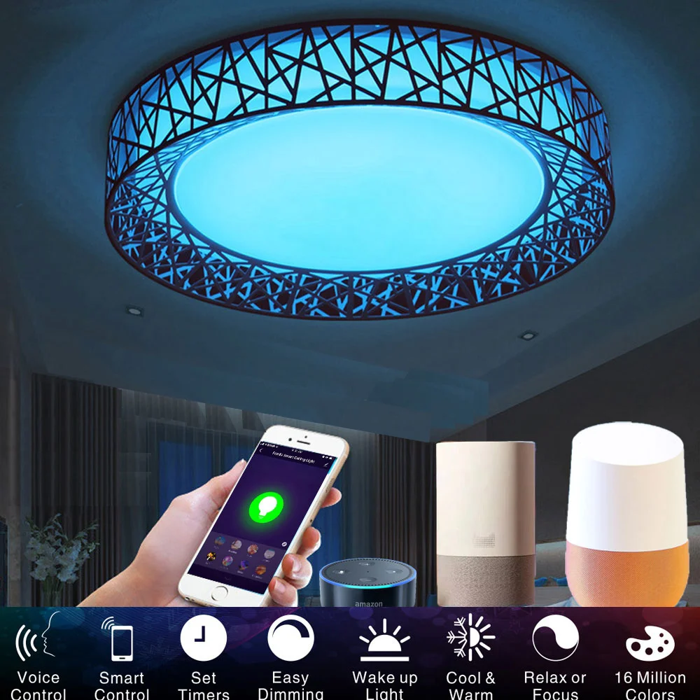 

Tuya Smart WIFI RGBW Ceiling Light Led Modern Lamp Living Bedroom Room Lighting Work With Alexa Google Assistant