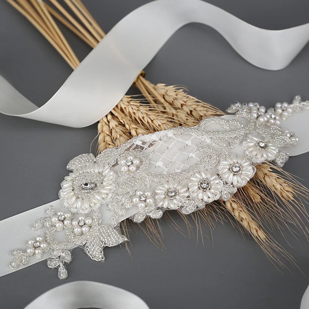 

TRiXY S91 Exquisite Rhinestones Belt Bridal Belt Crystal Pearls Ribbons Wedding Belt Sash Bridal Bridesmaids Dresses Accessories