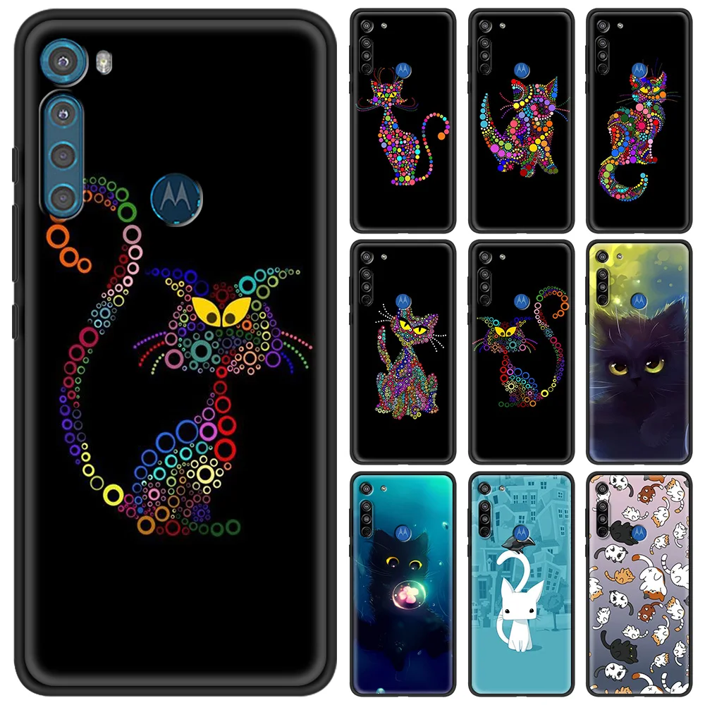 

Phone Case for Motorola G8 G9 Power G Stylue G10 G30 Play Lite One Fusion Hyper E6S Edge Plus Soft Coque Cartoon Cat