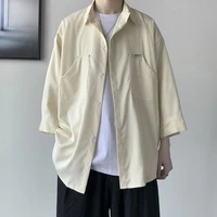7 3 sleeve shirt mens hong kong style shirt korean trend versatile japanese summer coat short sleeve top