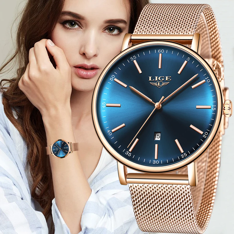 LIGE женские часы мужские лучший бренд класса люкс Zegarek Damski Montre Femme Homme Reloj Hombre +