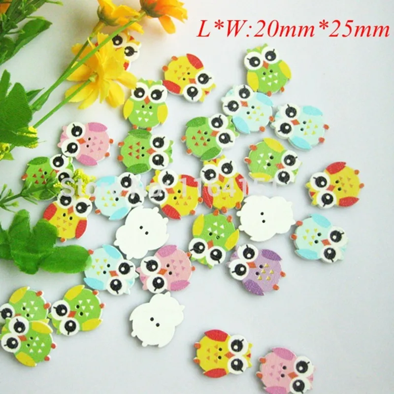 50 шт./Лот деревянные пуговицы с рисунком совы 20 х25 мм | Дом и сад