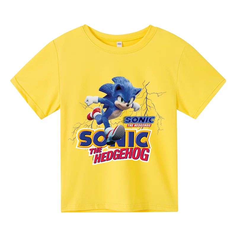 

Boys Super Sonic Print T-shirts Summer Kids Clothes Cartoon Print T Shirts Children Tops Tees For Costume Girls Cotton T-shirt