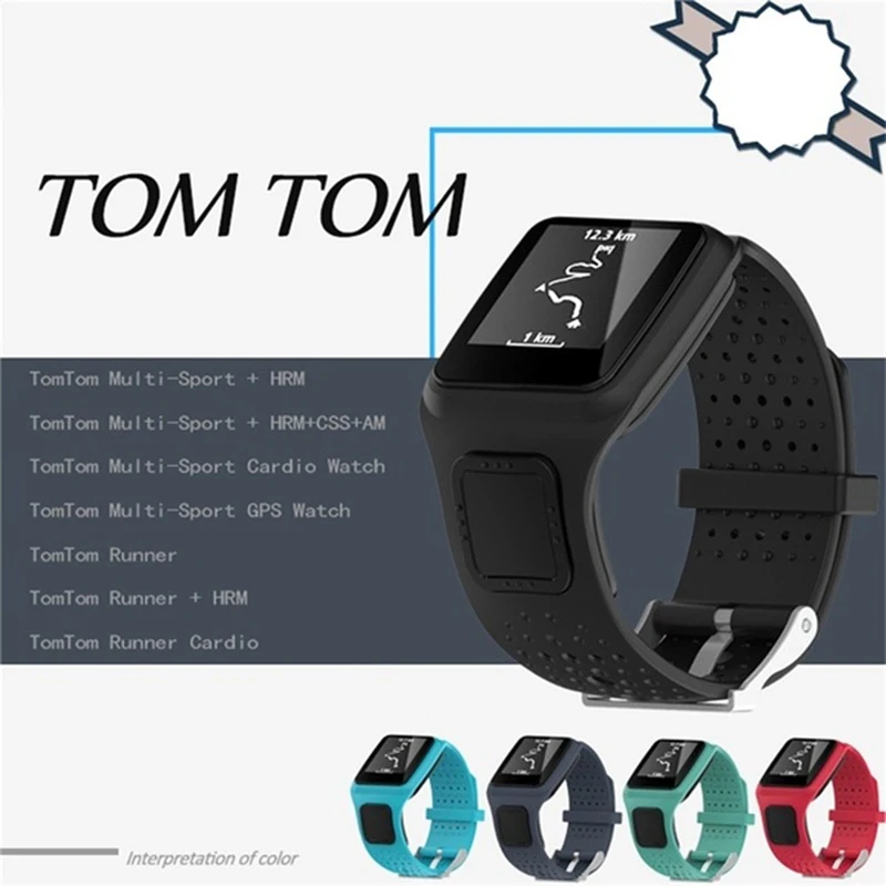 

For TomTom Multi Sport / Cardio GPS Watch Replacement Wrist Band Silicagel Concise Wrist Band Multiple Colors Choose From