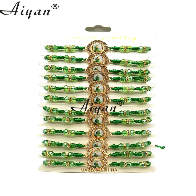 

12 Pieces San Judas And Virgin Maria Screw Section Bracelet With Picture Drop The Oil Can Worn By Men Or Women As Gifts