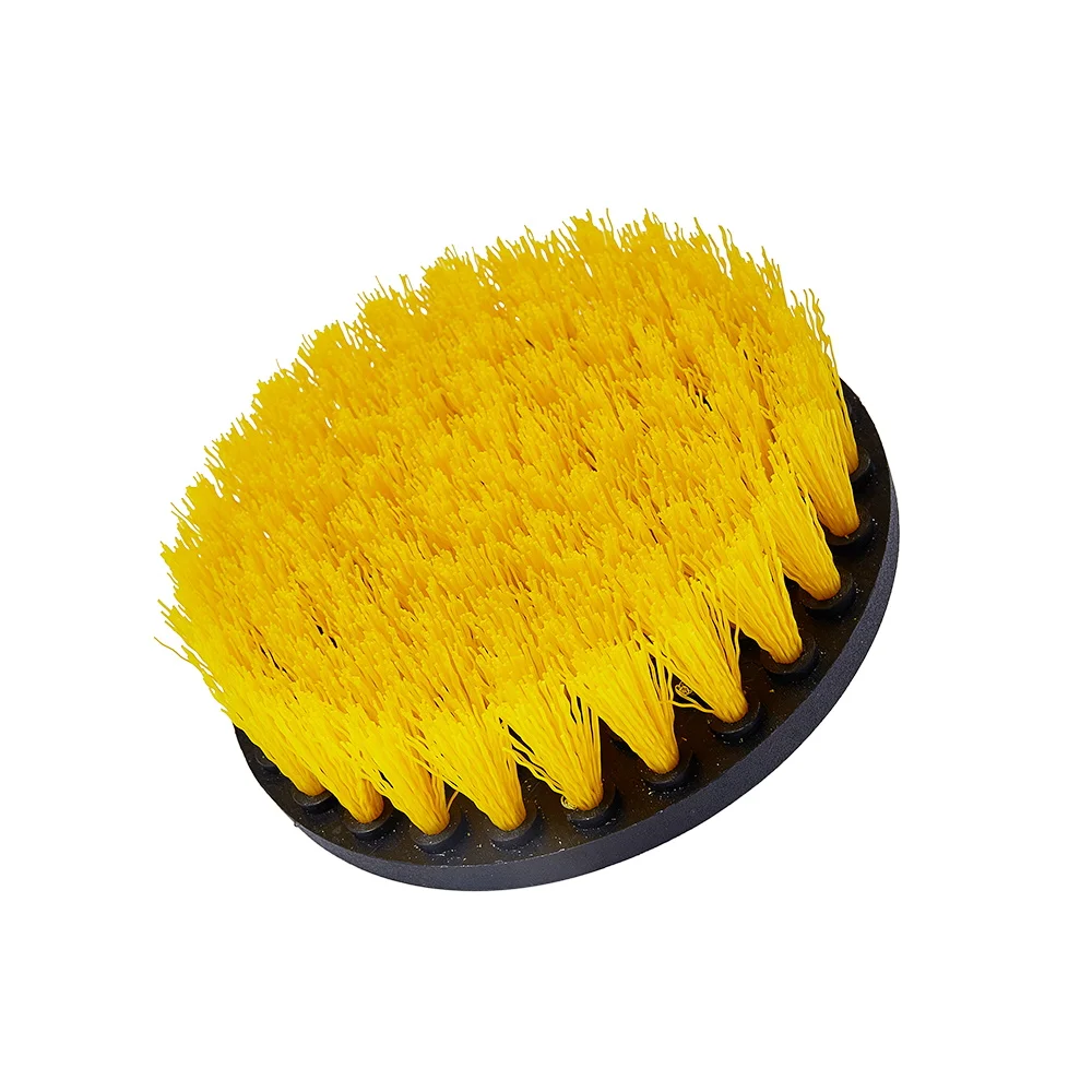 Yellow 1 шт., щетка для скруббера, 4 дюйма, колесная щетка, щетка для мытья автомобиля, сверла, щетки для мытья обода, для ванной, ванны, душа, инструмент для чистки пола - Цвет: Yellow