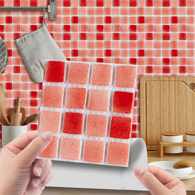 10 sheetsset square crystal film mosaic decoration stickers living room furniture bathroom kitchen self adhesive wall stickers free global shipping