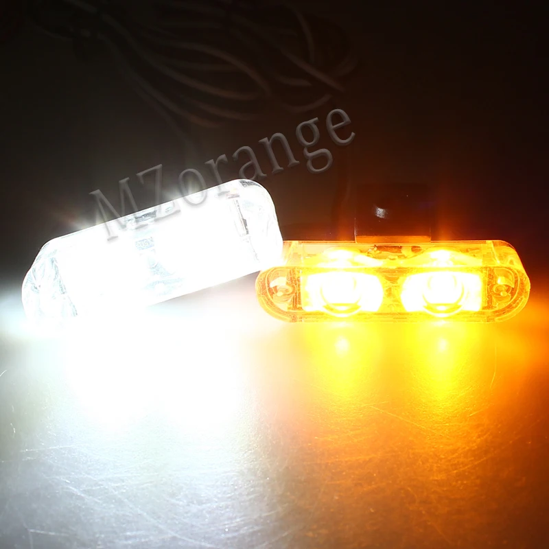 Высокая яркость 12 В 2X2 4LED Красный/Синий Желтый автомобиль полицейский стробоскоп вспышка светильник авариПредупреждение 3 мигающий противотуманный светильник s Стайлинг автомобиля - Цвет: White and Yellow