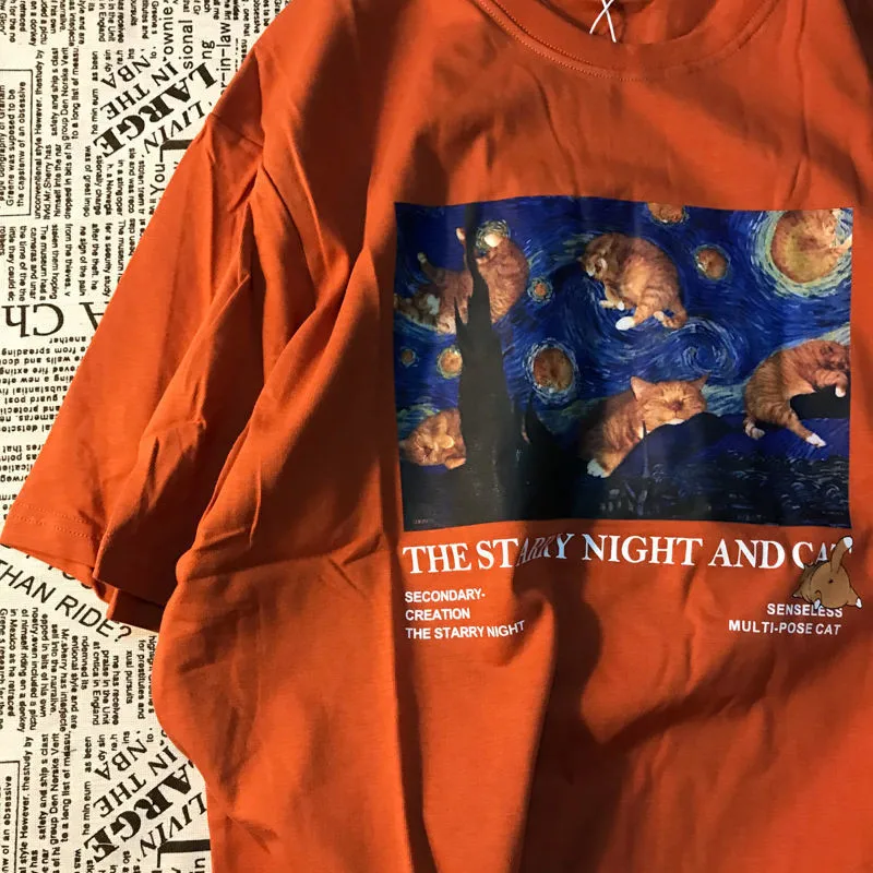 

Loose Oversized Streetwear Special Funny Printed Women Black Male Summer Tops Fashion Color Cool Ladies Sky Tops Tshirts