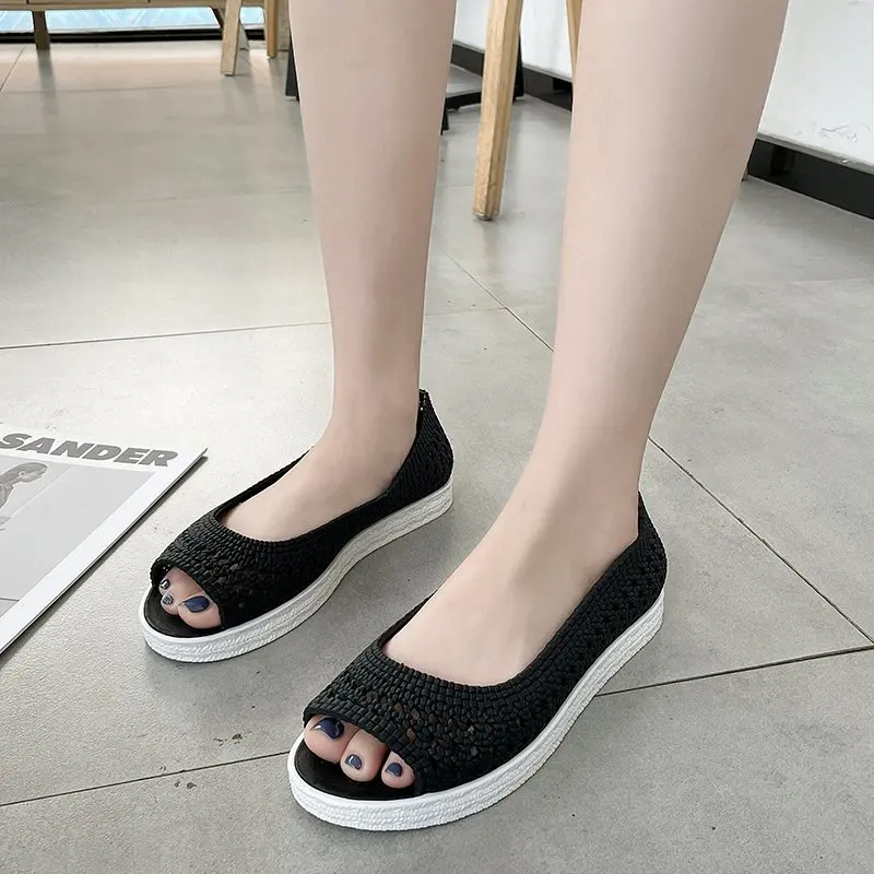 

2021 Plastic Jelly Sandals Women Summer Open Toe Beach Sandals Women Fashion Orange Fish Mouth Sandals Ladies