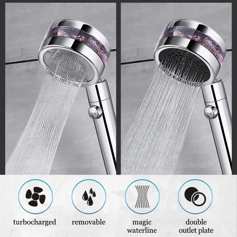 

Rotating Shower Mixer Bathroom Turbo Pressure Shower 8K mirror magic small waist shaking head shower faucet Rainfall shower set