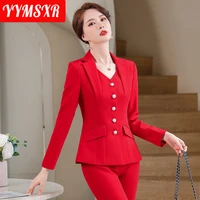 elegant womens suit pants 2 piece set for fallwinter 2022 new long sleeved professional blazer workwear high end