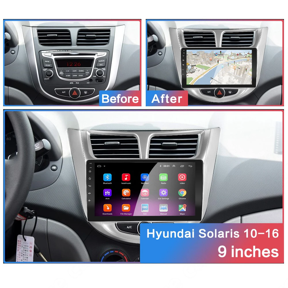 Автомобильная Мультимедийная система Android 9 1 для Hyundai Solaris Verna Accent 2011 2012 2013 2014 2015 2016