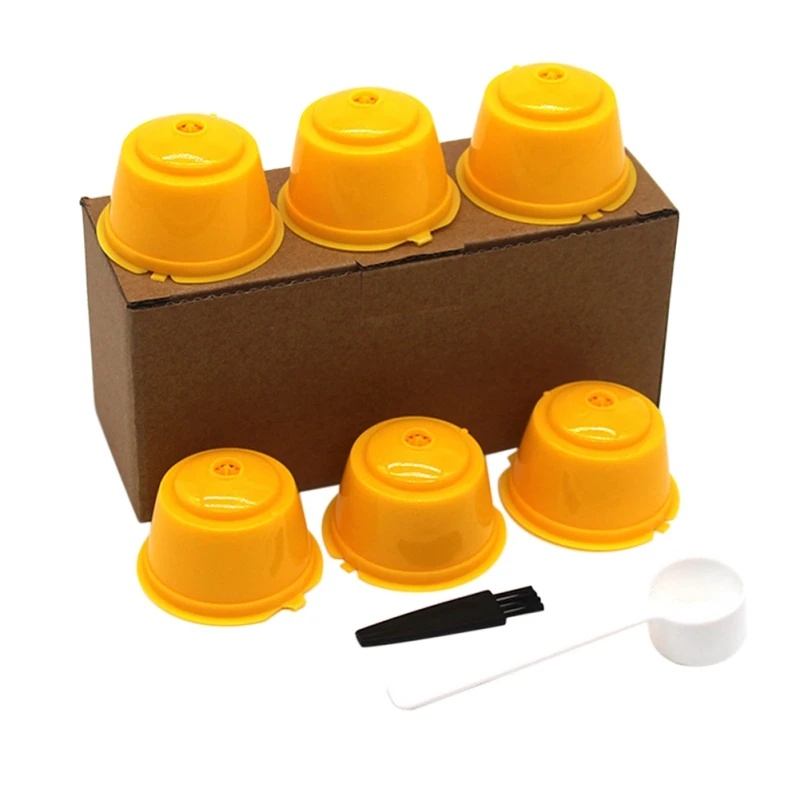 

ZL 6Pcs fit for Dolce Gusto Coffee Filter Cup Reusable Coffee Capsule Filters For Nespresso With Spoon Brush Kitchen Accessorie