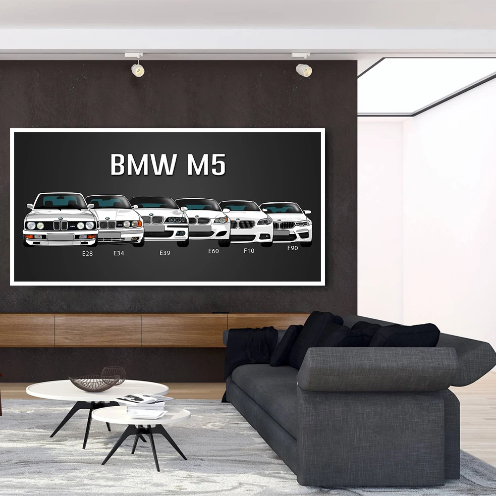 Постер на холсте для украшения дома 1 шт. высокое разрешение BMW M5 M7 белая