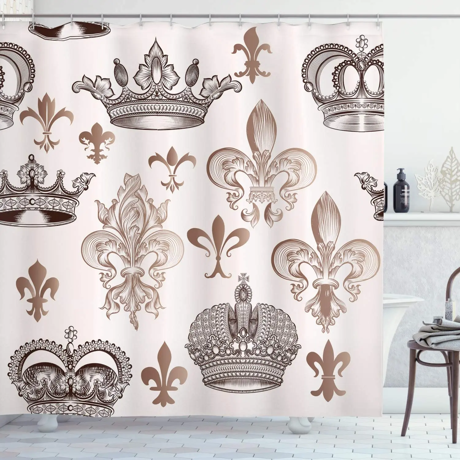 Fleur De Lis душ Шторы короны и лилией формы Выгравированный Стиль известность