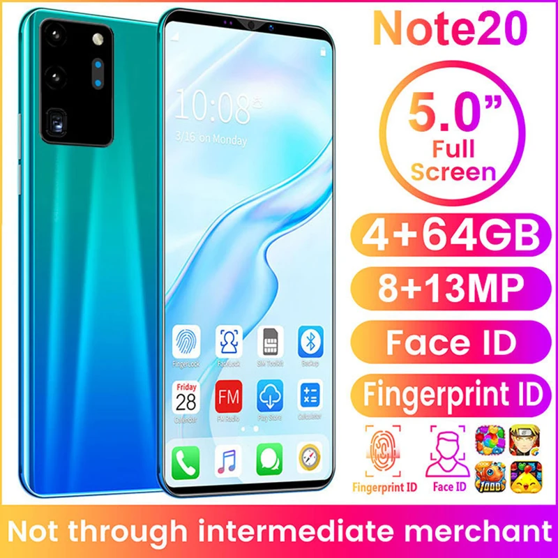 

Note 20 Smart Phone Global Version GALAY 2021 5.0 Inch HD 8 128GB Dual Card Dual Standby Mobile Phone 4G 5G Network.