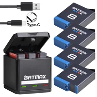 batmax battery for gopro 8 go pro 765 usb triple charger box with type c port for go pro hero 8 action camera