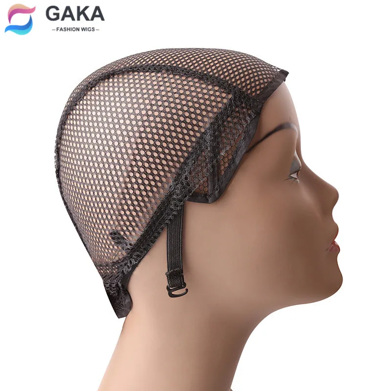 GAKA 10pcs Wig Cap for Making Wigs Black Beige Color Elastic Adjustable Strap Hairnets with Ears and Tails