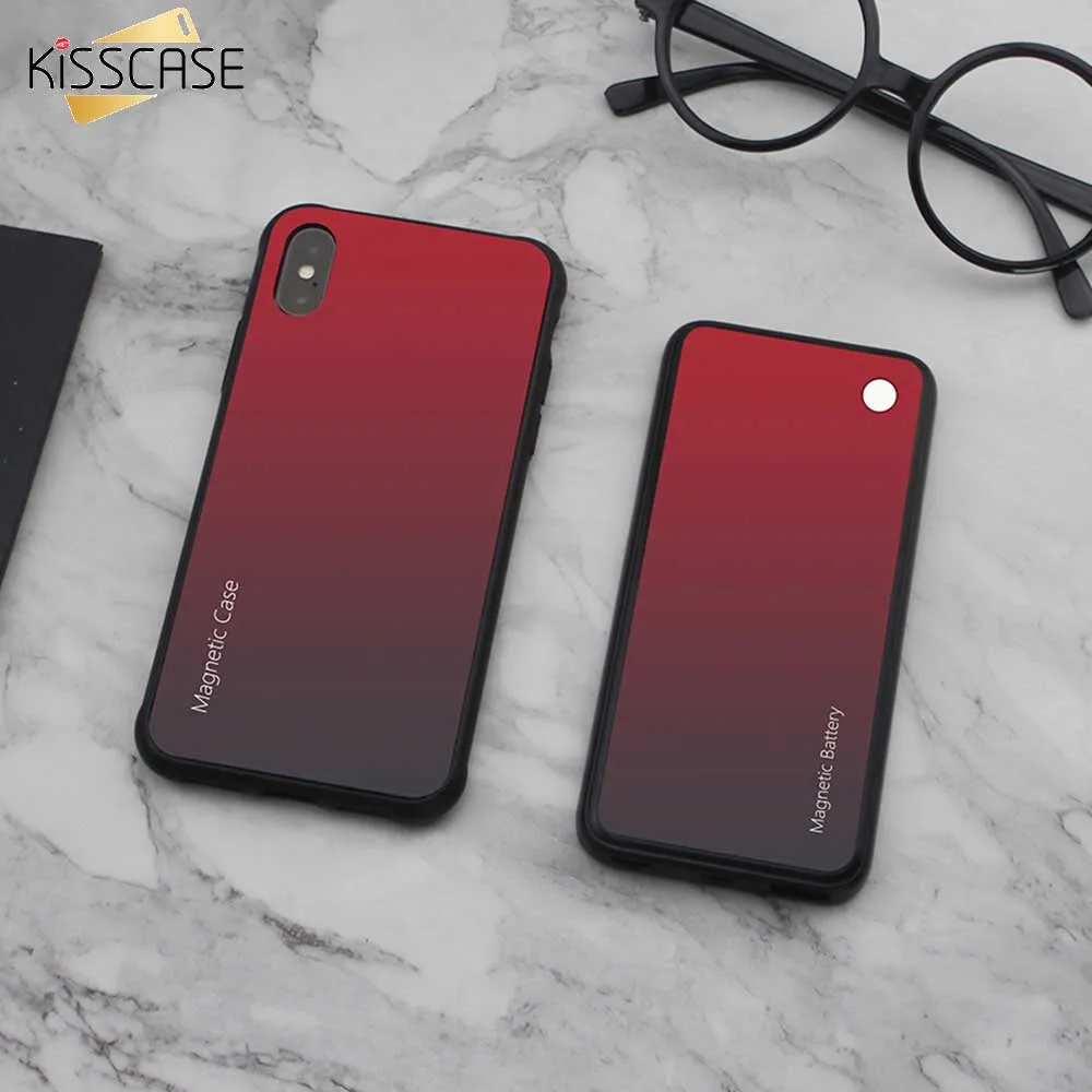 Чехол KISS для iPhone X, XS, чехол для зарядки, для iPhone 8, 8 Plus, XR, XSMAX, power Bank, funda, magnetica, на айфон, xs, carga