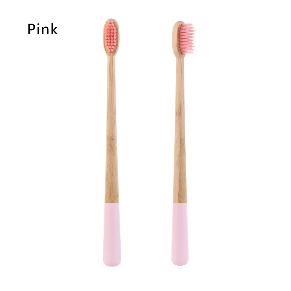pink Экологичная бамбуковая зубная щетка с деревянной ручкой, биоразлагаемая ЭКО Мягкая средняя натуральная щетка для ухода за полостью рта - Цвет: pink