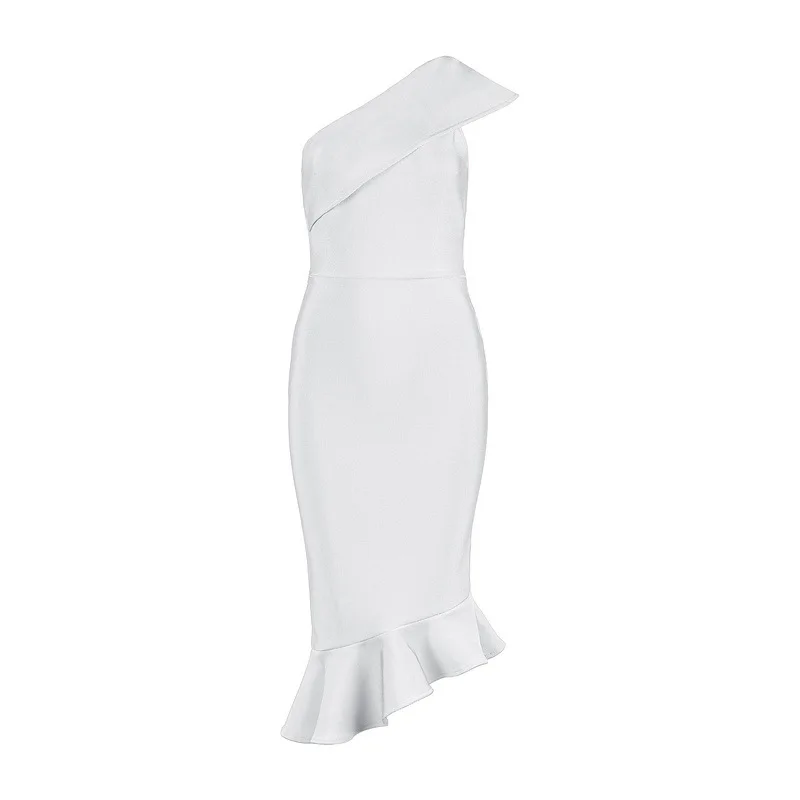 

2020 new women's off shoulder slant shoulder fishtail bandage dress