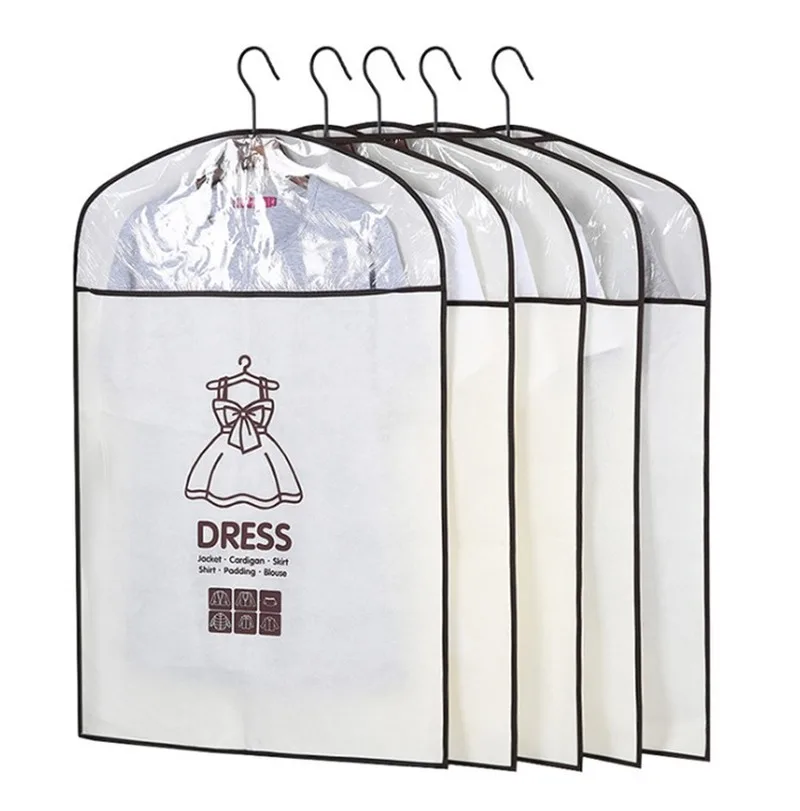 

1PC Wardrobe Clothes Hanging Dust Cover Dress Suit Coat Dust Cover Storage Bag ClothingHanging Clothing Bag Case Organizer