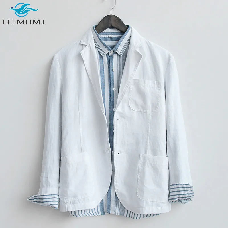 Куртка мужская из хлопка и льна удобный жакет в деловом стиле повседневная