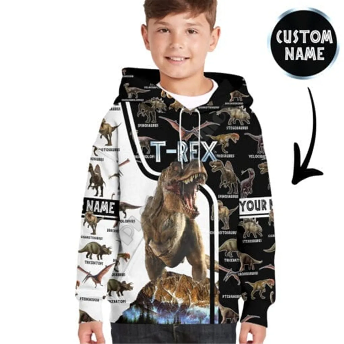 

Love Dinosaur 3D Printed Hoodies Kids Pullover Customize Your Name Sweatshirt Tracksuit Jacket T Shirts Boy For Girl Style-5