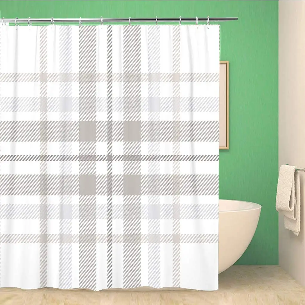 Занавеска для душа в ванную комнату клетчатая Водонепроницаемая занавеска из
