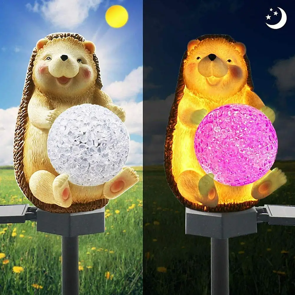 

Creative Hedgehog Garden Solar Night Lamp Outdoor LED Lawn Powered For Lawn Patio Garden Yard Lights Solar Cute Pathway Dec U1O7