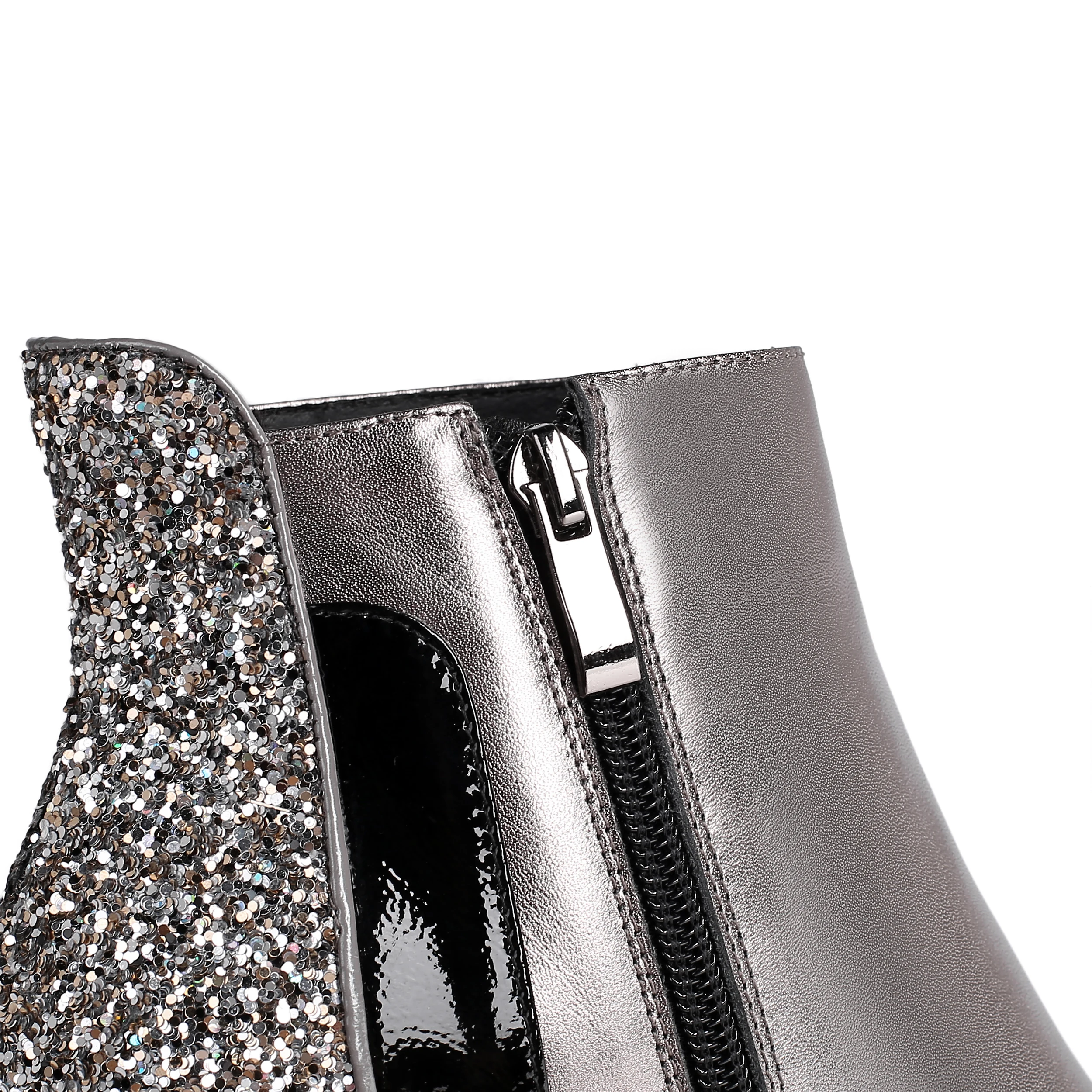 Большие размеры 42 женские осенние ботильоны из натуральной кожи на толстом