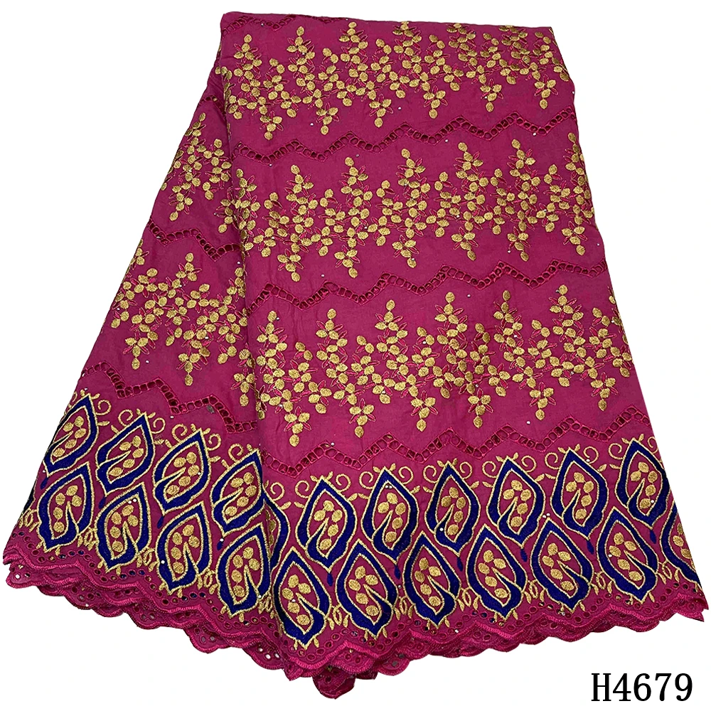 

Big Swiss Voile Lace In Switzerland High Quality Embroidery With Stones African Dry Laces 100% Cotton Fabric 5 Yards HJ4679