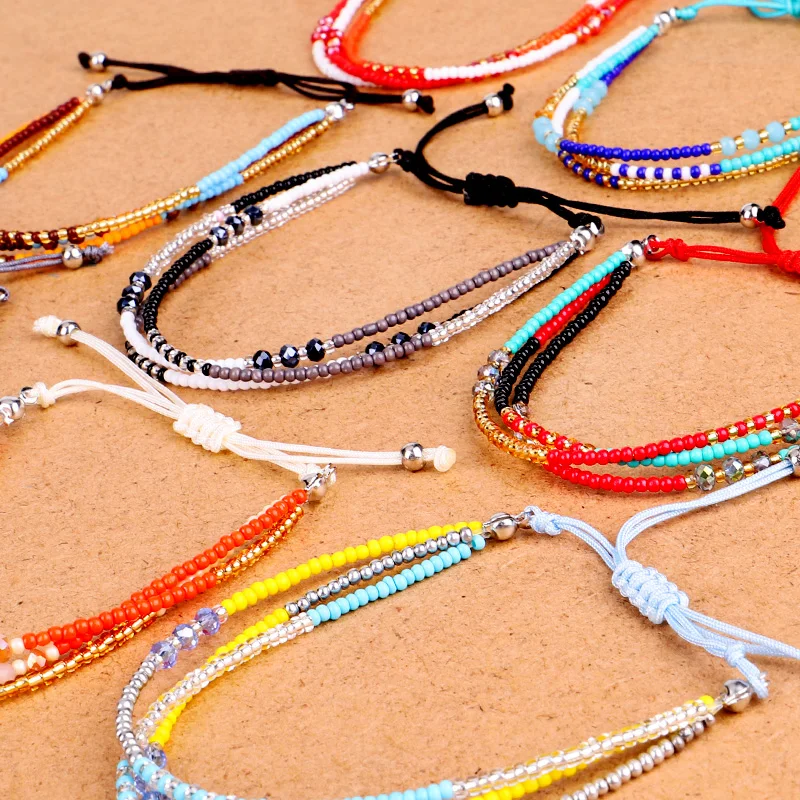 Богемный стильный тонкий браслет с бусинами Многослойные цвета дружба богемные