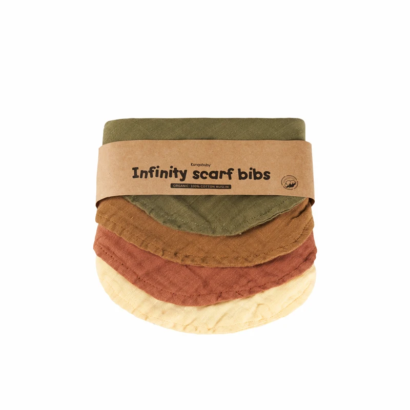 

Kangobaby #My Soft Life# Rainbow And Solid Color 4pcs Set Muslin Scarf Bib Baby Burp Cloth