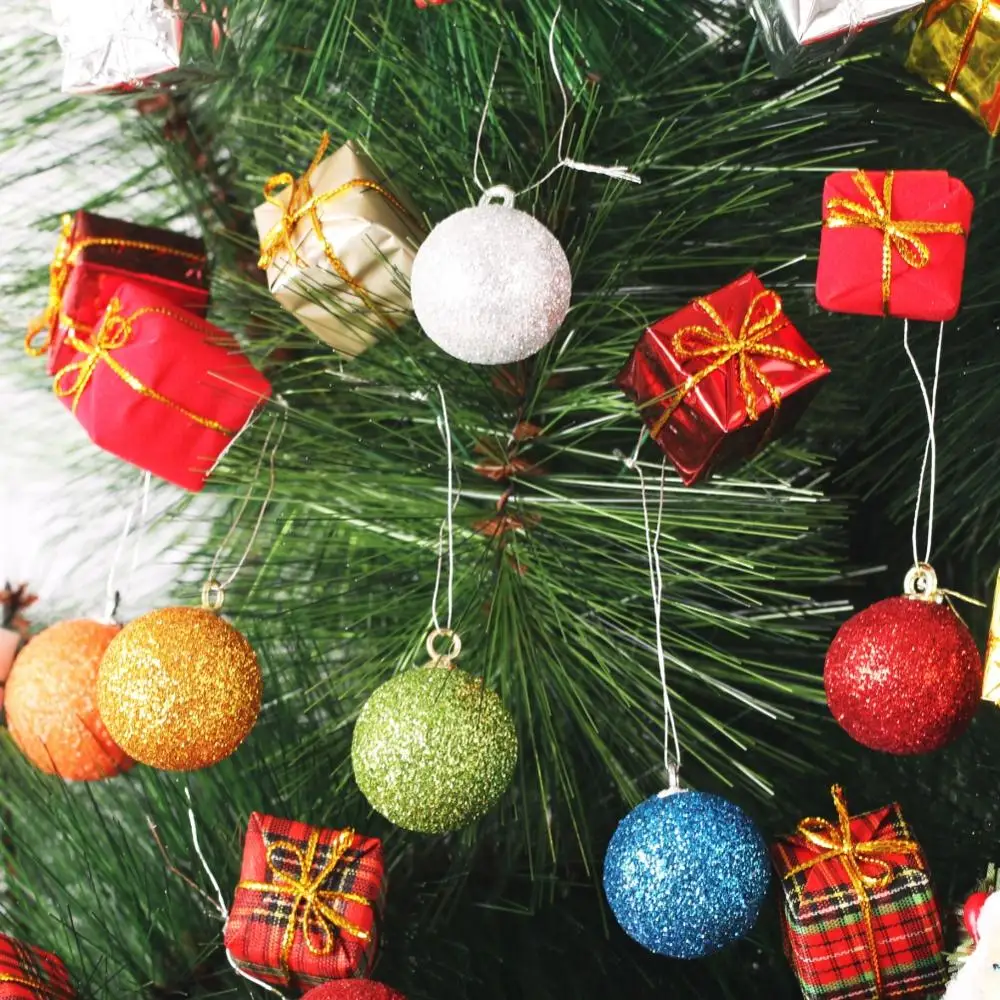12pcs Christmas Baubles Glitter Chic Round Balls Ornament New Year Tree Decorations | Дом и сад