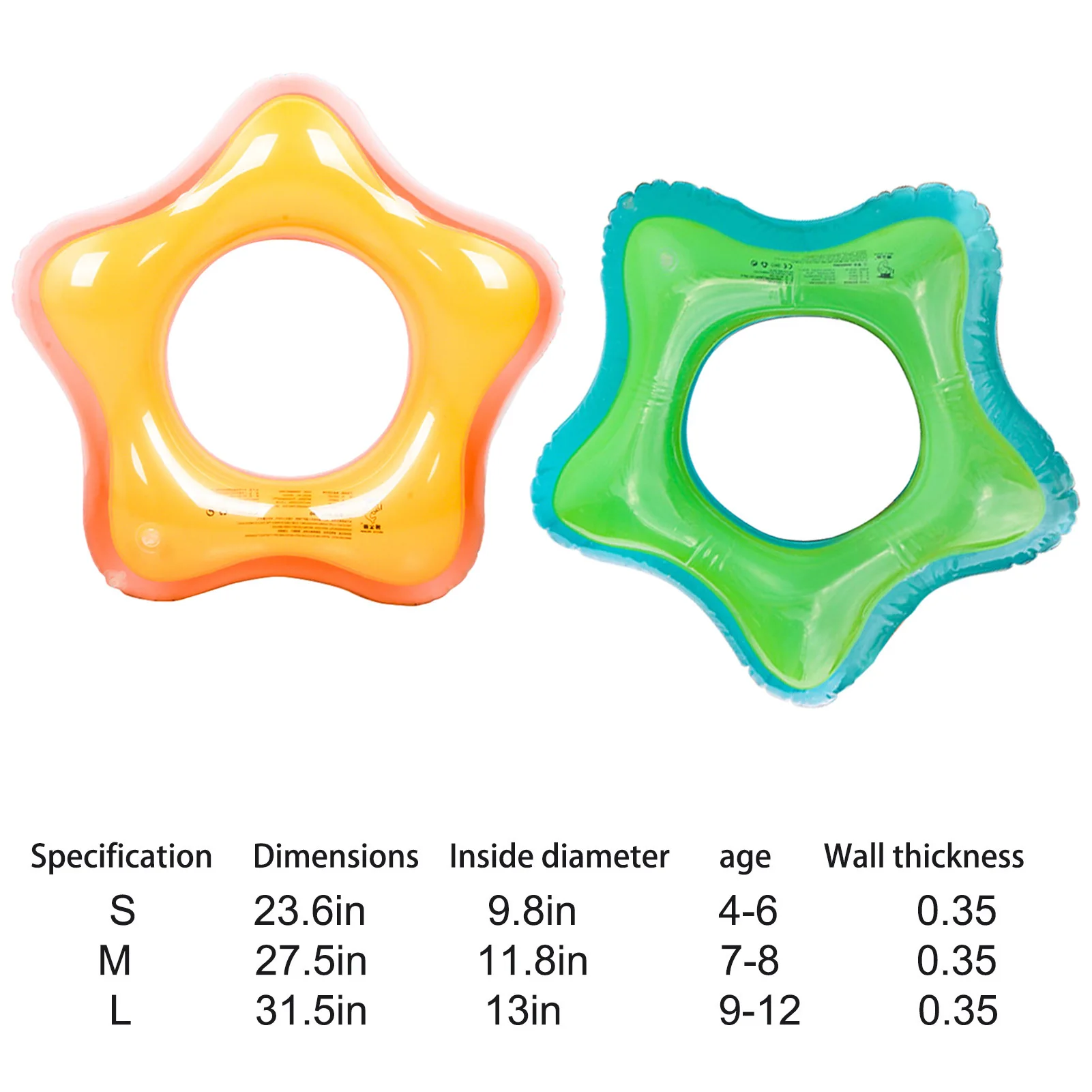 

Summer Seat Ring Toy Buoy Mattress Thickened PVC Summer Float Toy Circle Swimming Pool Inflatable Star-shaped Swimming Ring