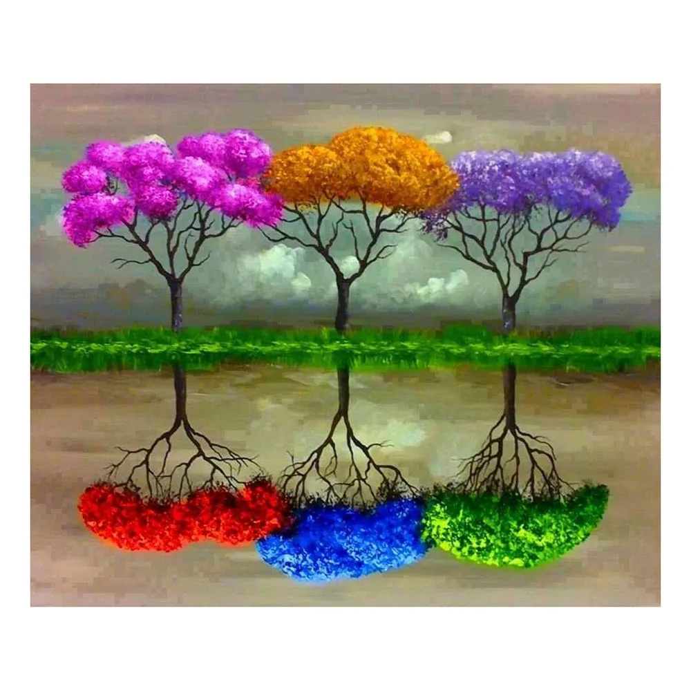 

Dpsprue 5d Diy Square/Round Diamond Painting Colorful Tree Embroidery Diamond Paintings Needlework Mosaic Kit Painting Gift Gf12