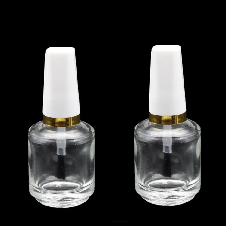 Пустая стеклянная бутылка 15 мл с белой крышкой Золотая леска для лака