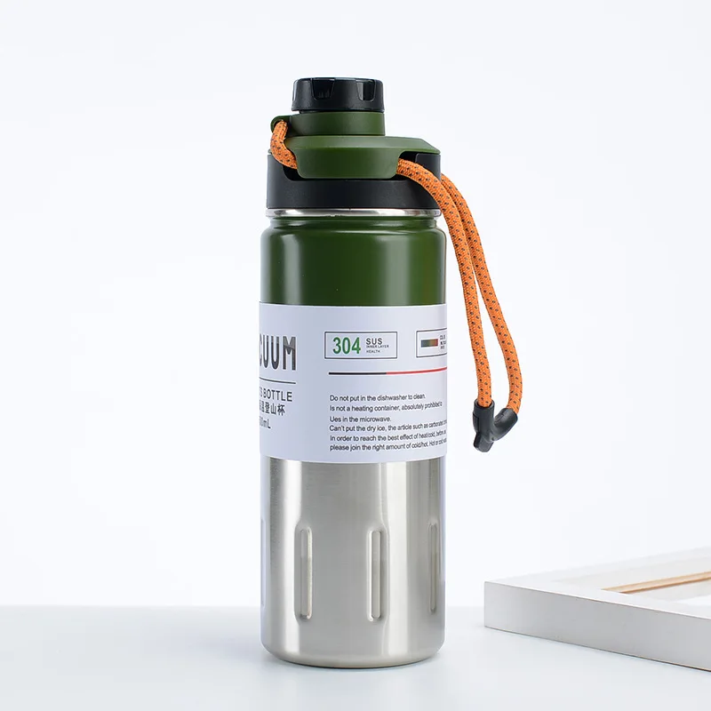 

600ml Double Stainless Steel Coffee Thermos Mug with Rope Case Car Vacuum Flask Travel Insulated Outdoor Ride Bottle