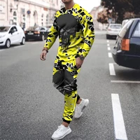 2022 mens long sleeve t shirt set sports pants new 3d printed casual male clothes fashion oversized tracksuits 2 piece suit