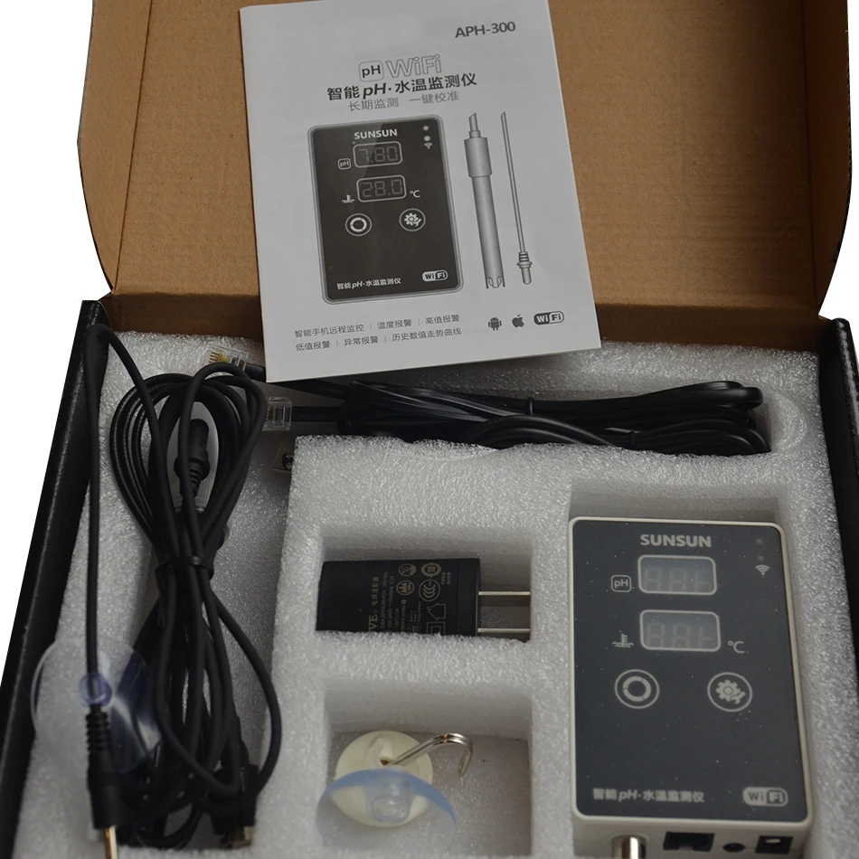 APH-300 Aquarium Fish Tank PH Test Pen Tester Wifi Measurement PH Value Meter Thermometer
