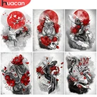 Алмазная живопись HUACAN, животное, журавль, украшение для дома, алмазная вышивка, черная красная мозаика, украшение для спальни