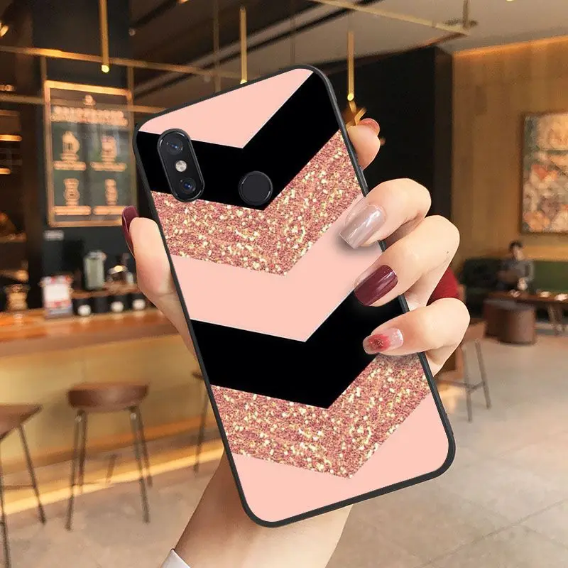 Gold Pink rose Glitter print Luxury Soft TPU Coque For Xiaomi Mi 6 6plus 8 8SE 9 9SE 6X Note2 Note3 Coque Shell Coque Shell