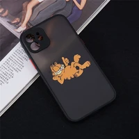 hard matte phone case for iphone 11 12 13 pro max xs x xr se2020 7 8 6plus shockproof funny cartoon garfield cat cover fundas