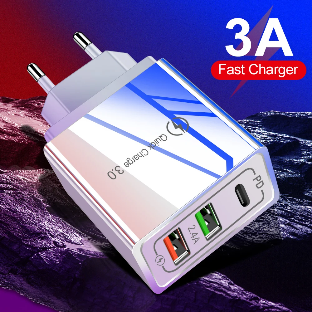 

PD Charger Quick Charge 3.0 USB Chargers 3.1A PD 3.0 Fast Charging For iPhone11 Samsung Huawei Mobile Phone Accessories Charger
