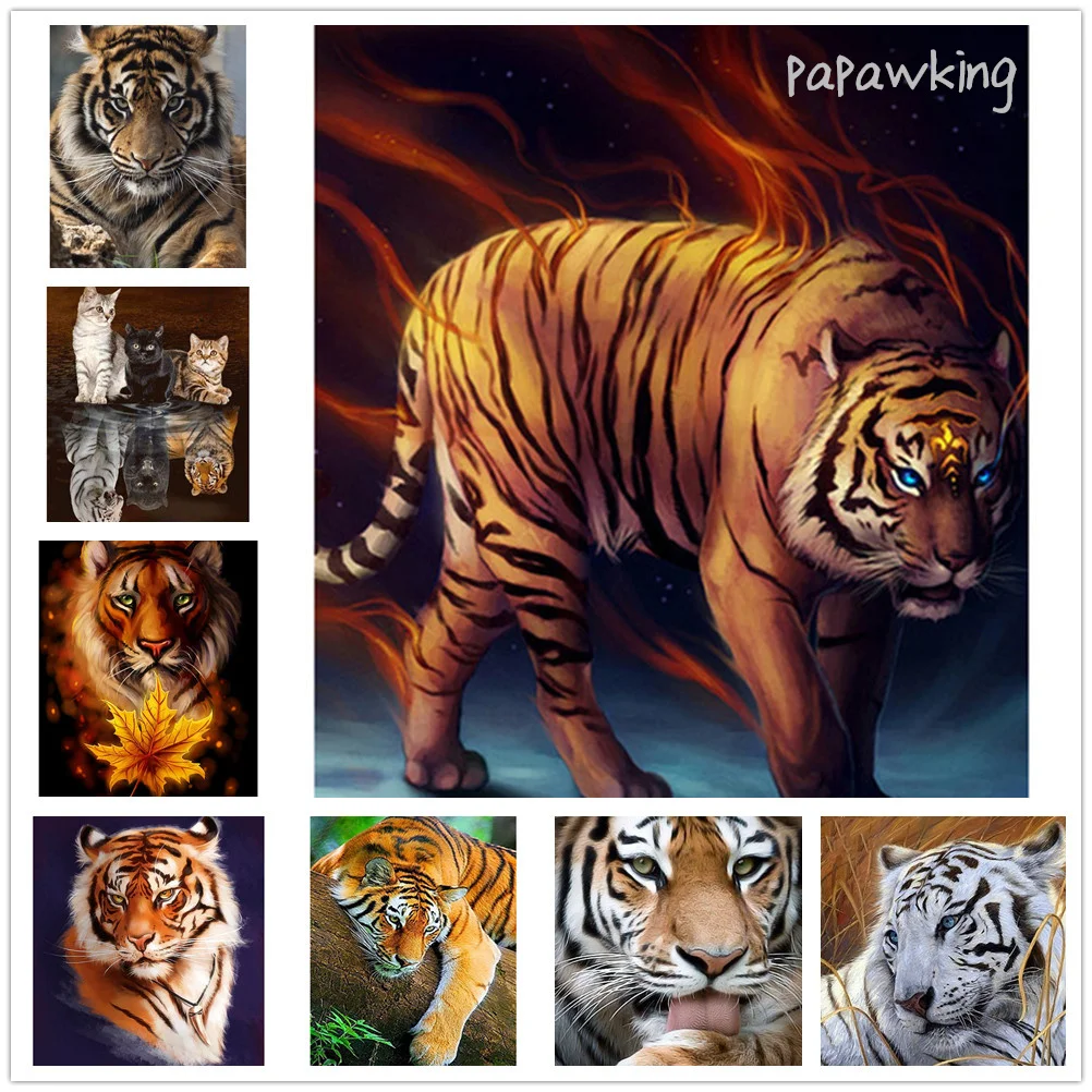 

Animal DIY Diamond Painting 5D Tiger Rhinestone Cross Stitch Kit Full Drill Art Embroidery Mosaic Home Wall Decoration