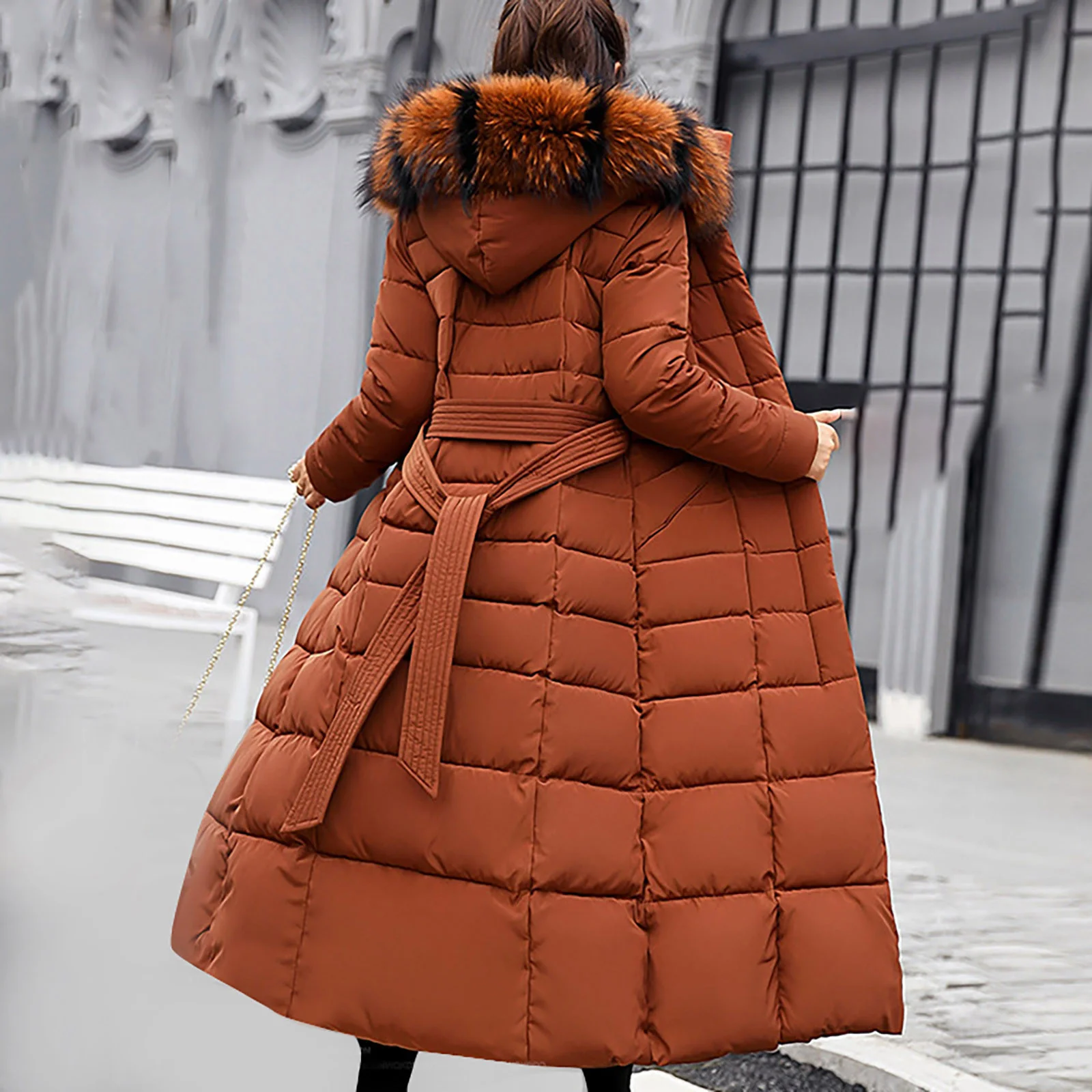 

fashion Women Winter Warm Plus Size Solid Color Hooded Singlebreasted Medium Length Cotton Padded Jacket Coat Chaqueta Mujerg