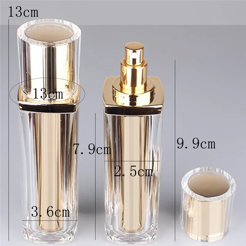 

30ML/60ml/120ml Women Spray Bottle Essence of The Container, Golden Acrylic lid, Cosmetic Packaging Bottle For Women